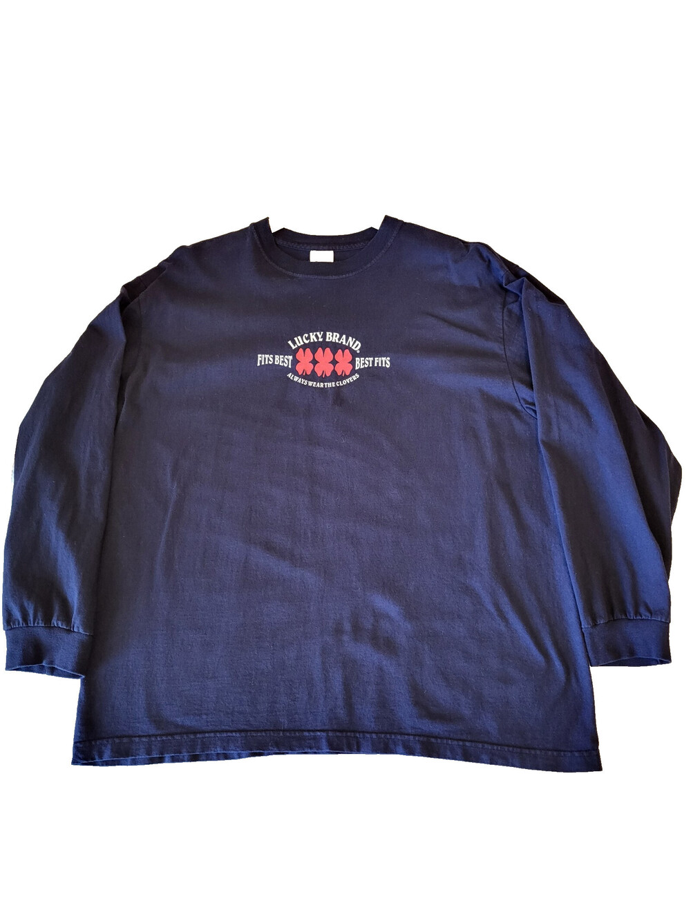 Vintage Lucky Brand Men's Sz XL Navy Fits Best Best Fits Long Sleeve T-Shirt USA